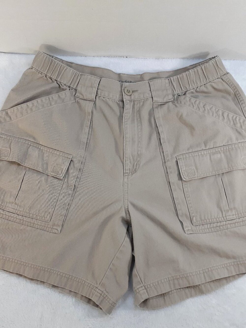 Croft & Barrow Cargo Shorts Mens 36 Beige Elastic Waist 6 Pocket Excellent